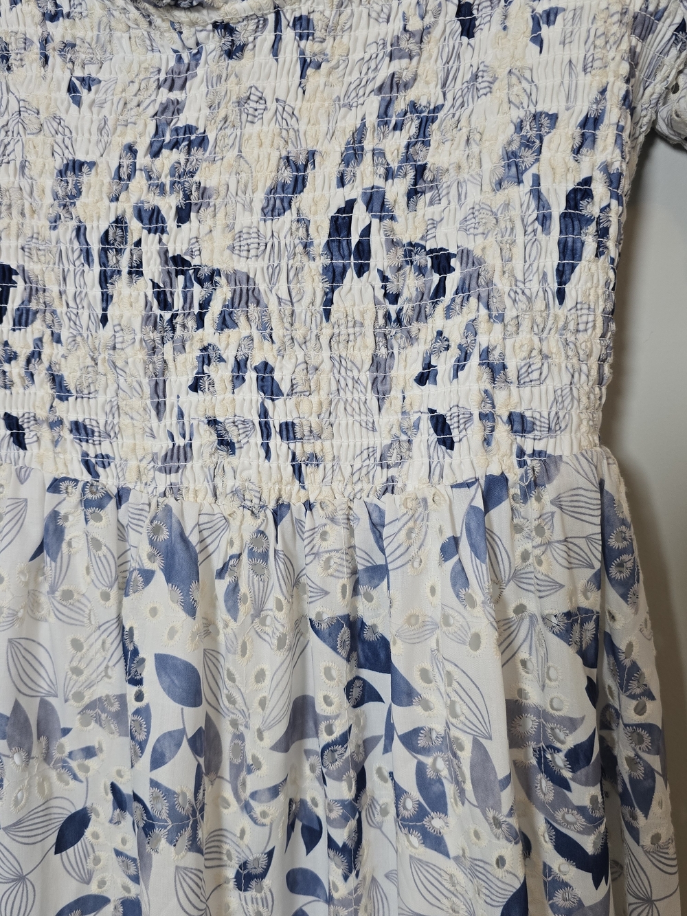 Baltic Born Piper Floral Eyelet Midi Dress Smocked Puff Sleeve Cottagecore M - Picture 7 of 9